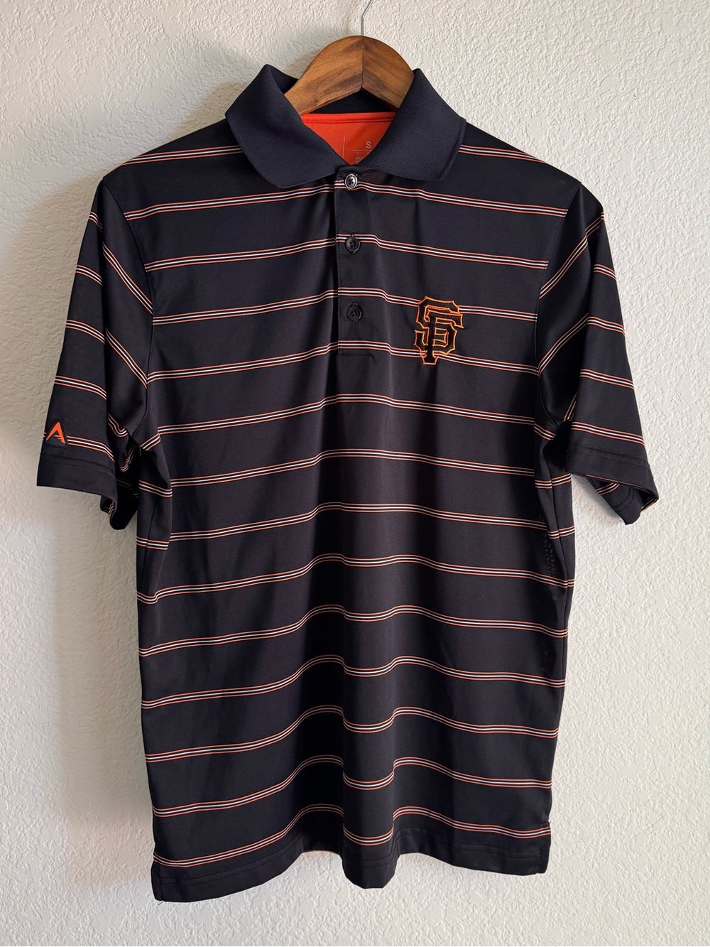 Antigua San Francisco Giants Men's S Black Orange Striped MLB Polo